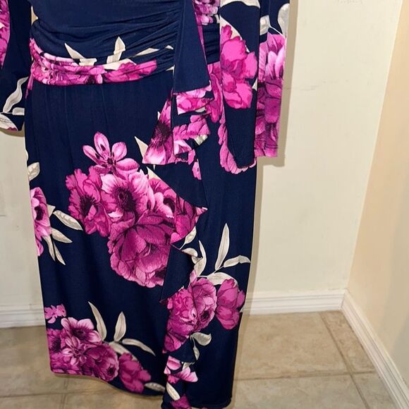 Jessica Howard Navy/Pink Floral Dress Size 14W - Picture 4 of 12